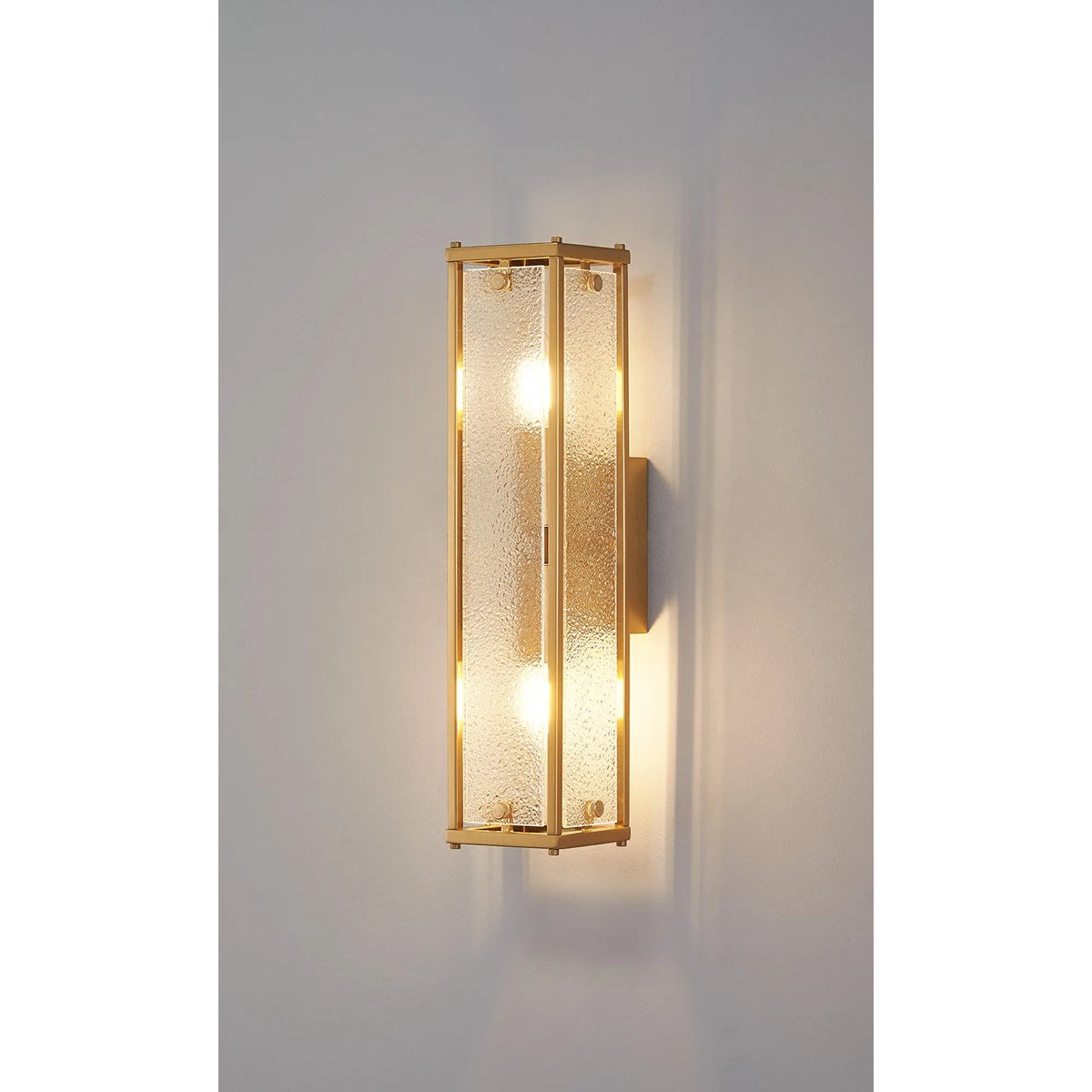 Regent Ramatuelle 2 Light 400mm Rectangular Wall Light - Brass / Clear Diamond Pattern