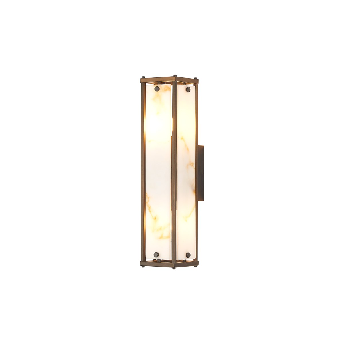 Regent Ramatuelle 2 Light 400mm Rectangular Wall Light - Painted Bronze / Brown Faux Alabaster