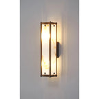 Regent Ramatuelle 2 Light 400mm Rectangular Wall Light - Painted Bronze / Brown Faux Alabaster