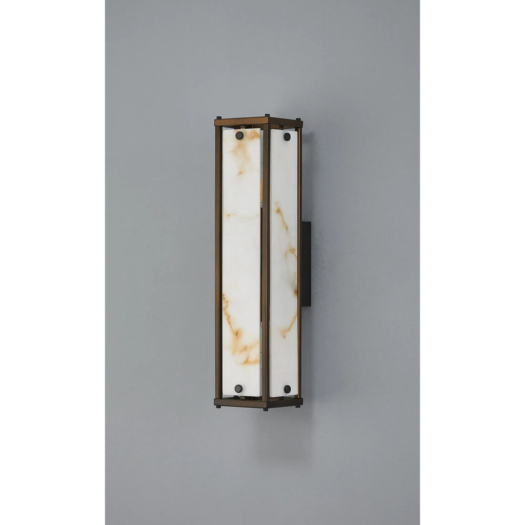Regent Ramatuelle 2 Light 400mm Rectangular Wall Light - Painted Bronze / Brown Faux Alabaster