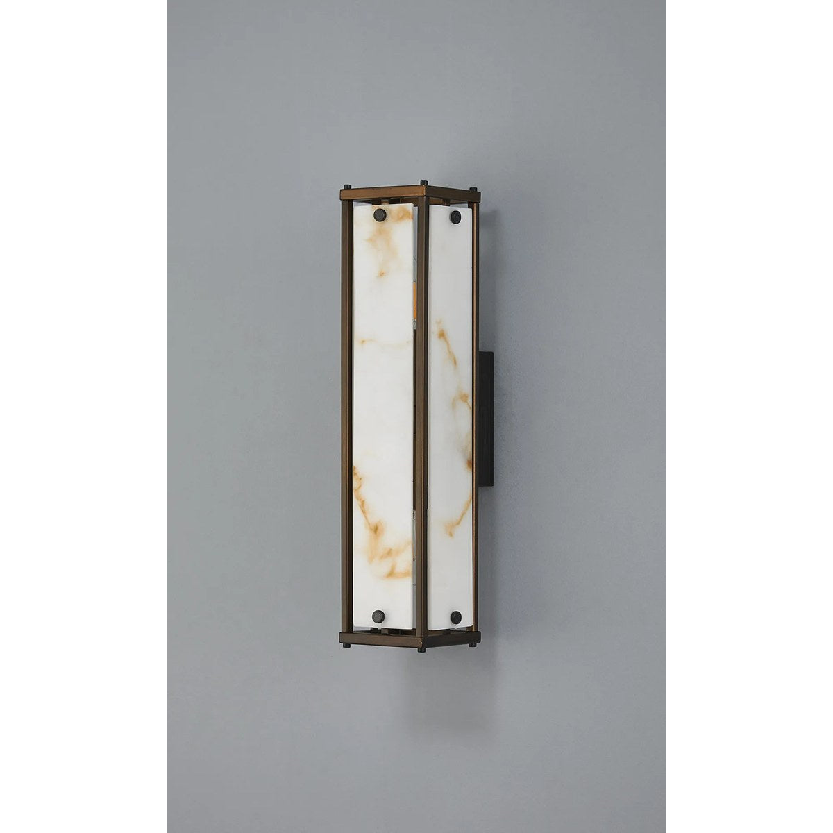 Regent Ramatuelle 2 Light 400mm Rectangular Wall Light - Painted Bronze / Brown Faux Alabaster