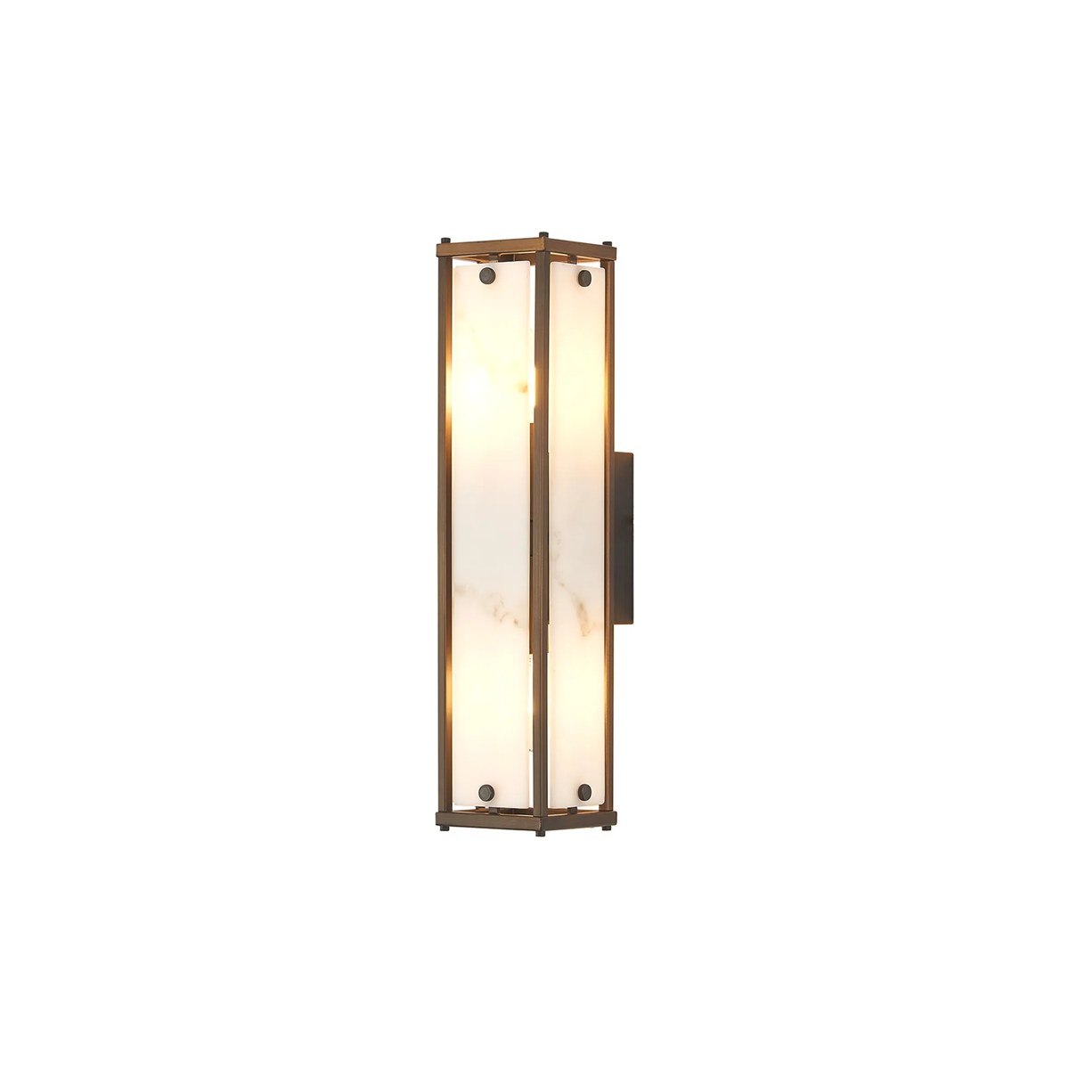 Regent Ramatuelle 2 Light 400mm Rectangular Wall Light - Painted Bronze / Grey Faux Alabaster