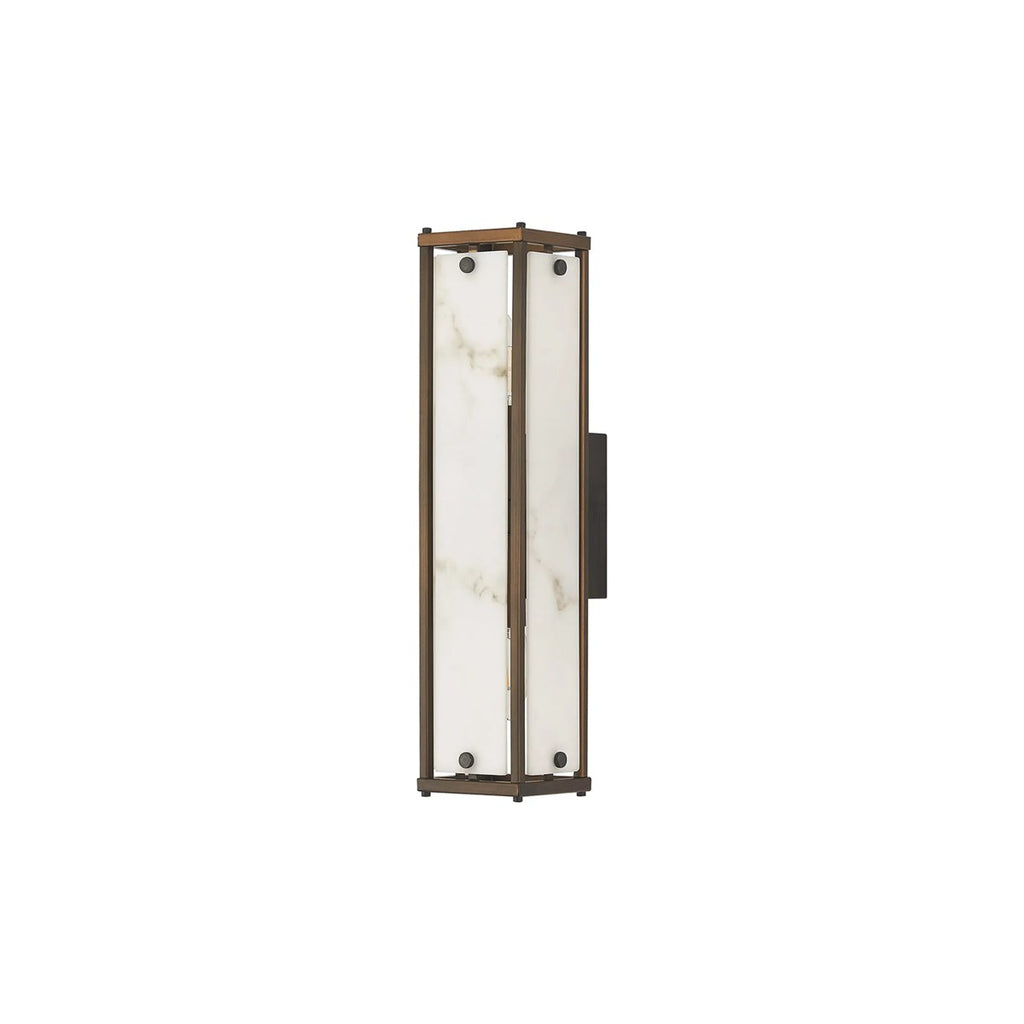 Regent Ramatuelle 2 Light 400mm Rectangular Wall Light - Painted Bronze / Grey Faux Alabaster