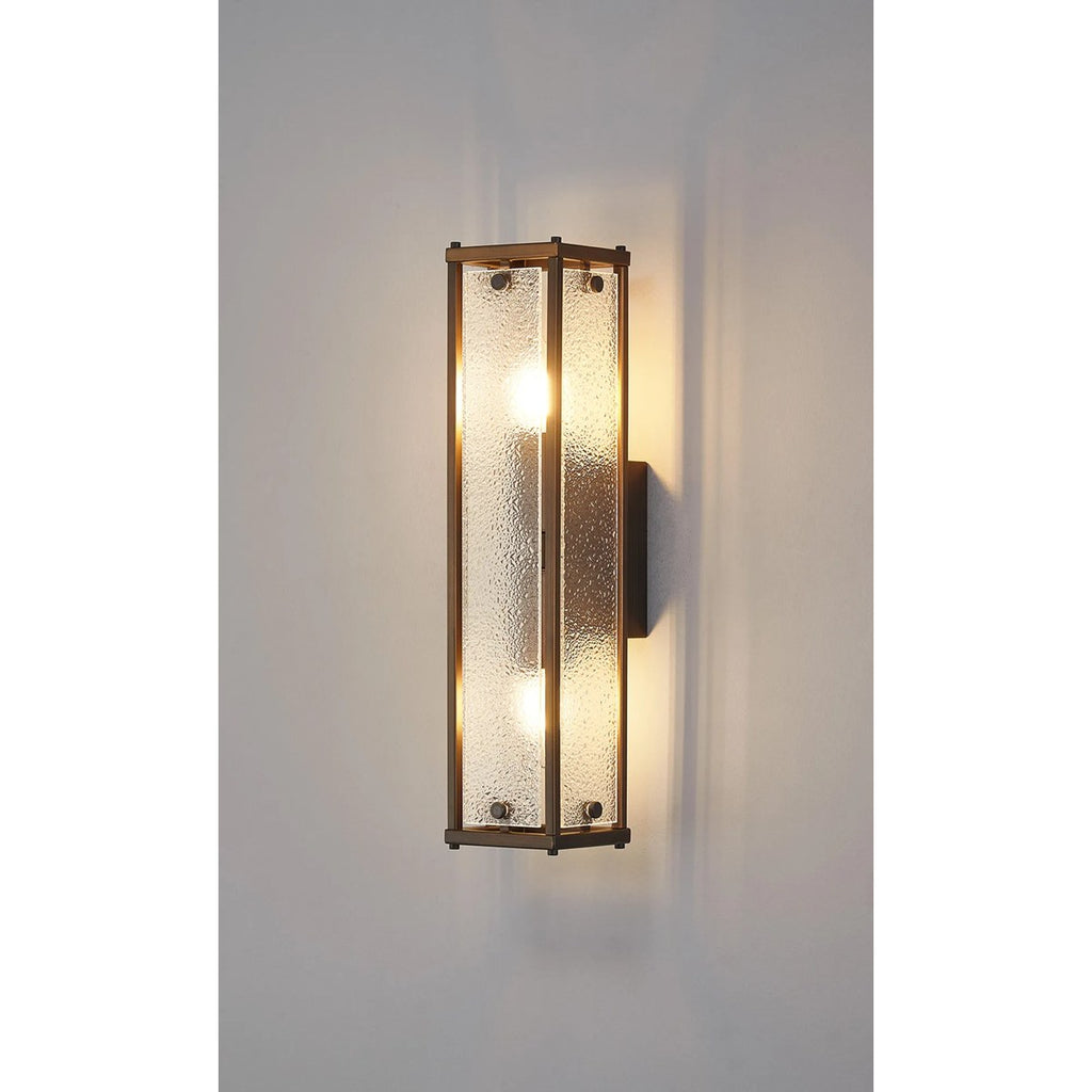 Regent Ramatuelle 2 Light 400mm Rectangular Wall Light - Painted Bronze / Clear Diamond Pattern