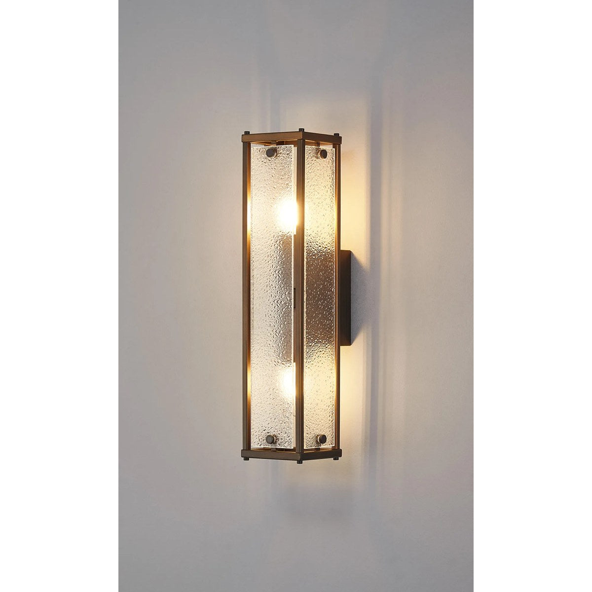 Regent Ramatuelle 2 Light 400mm Rectangular Wall Light - Painted Bronze / Clear Diamond Pattern