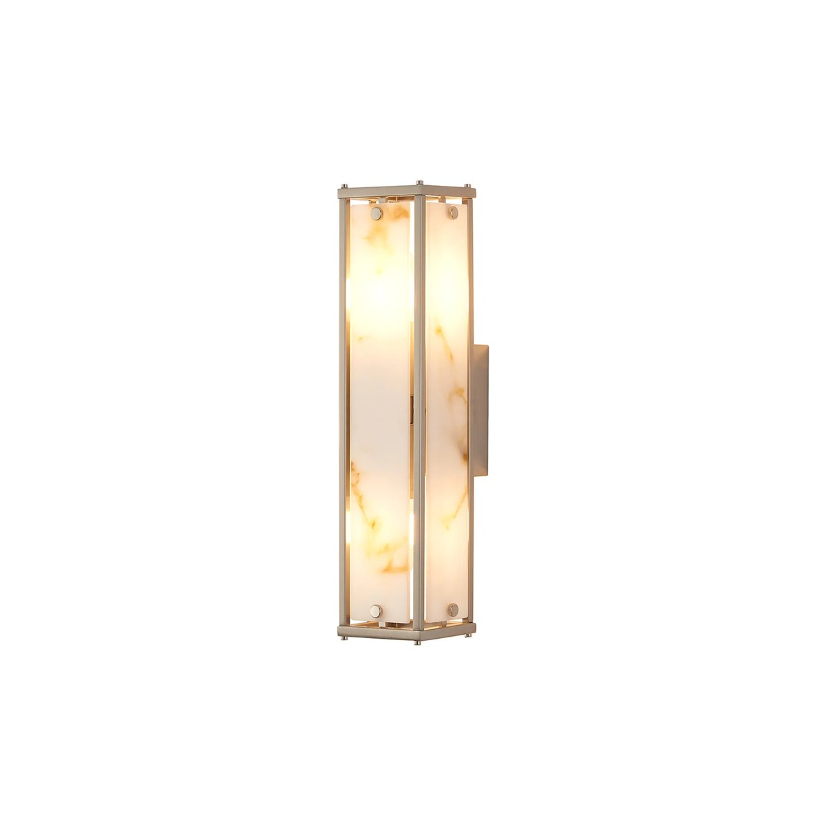 Regent Ramatuelle 2 Light 400mm Rectangular Wall Light - Satin Nickel / Brown Faux Alabaster
