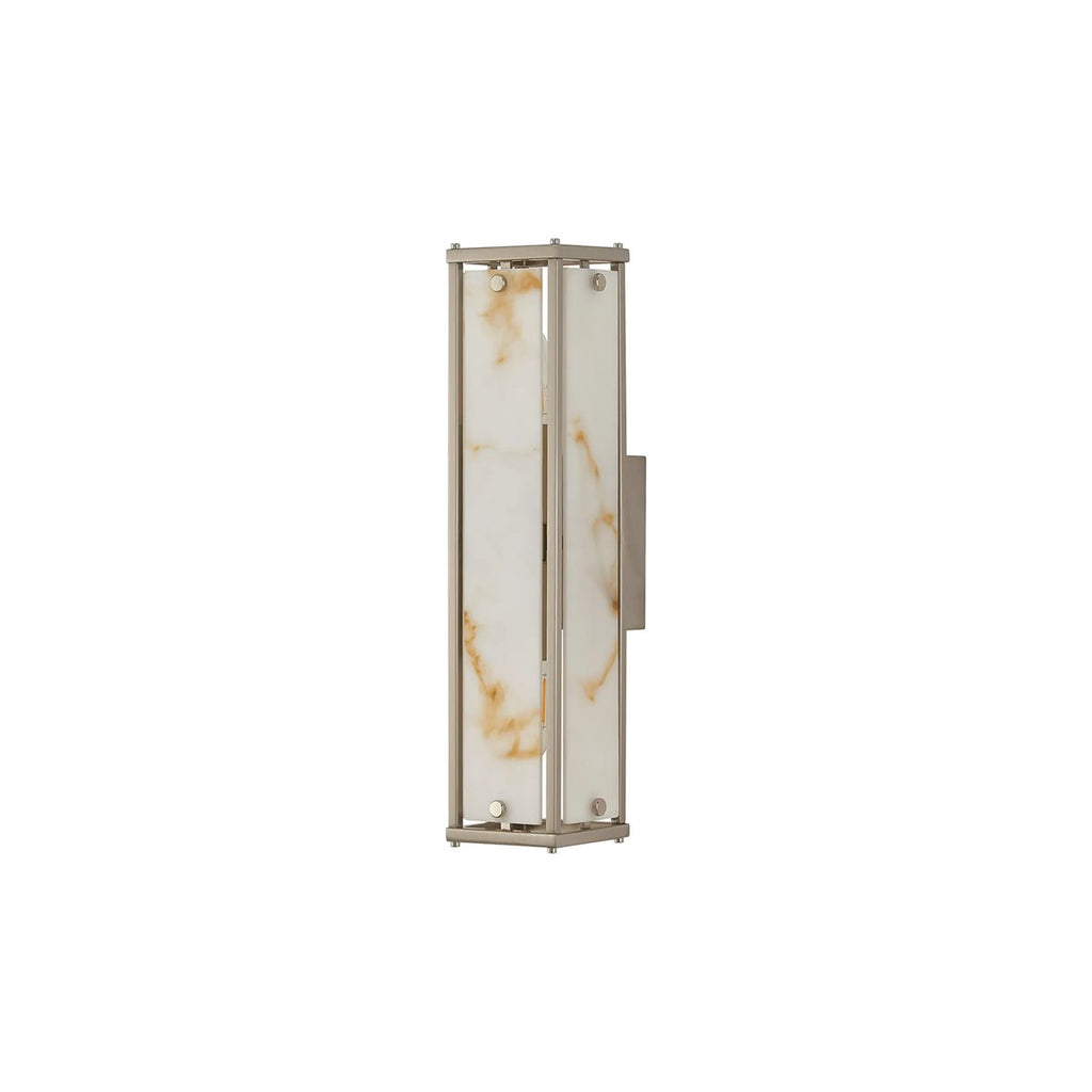 Regent Ramatuelle 2 Light 400mm Rectangular Wall Light - Satin Nickel / Brown Faux Alabaster