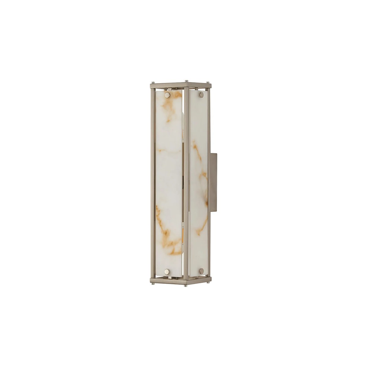 Regent Ramatuelle 2 Light 400mm Rectangular Wall Light - Satin Nickel / Brown Faux Alabaster