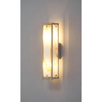 Regent Ramatuelle 2 Light 400mm Rectangular Wall Light - Satin Nickel / Brown Faux Alabaster