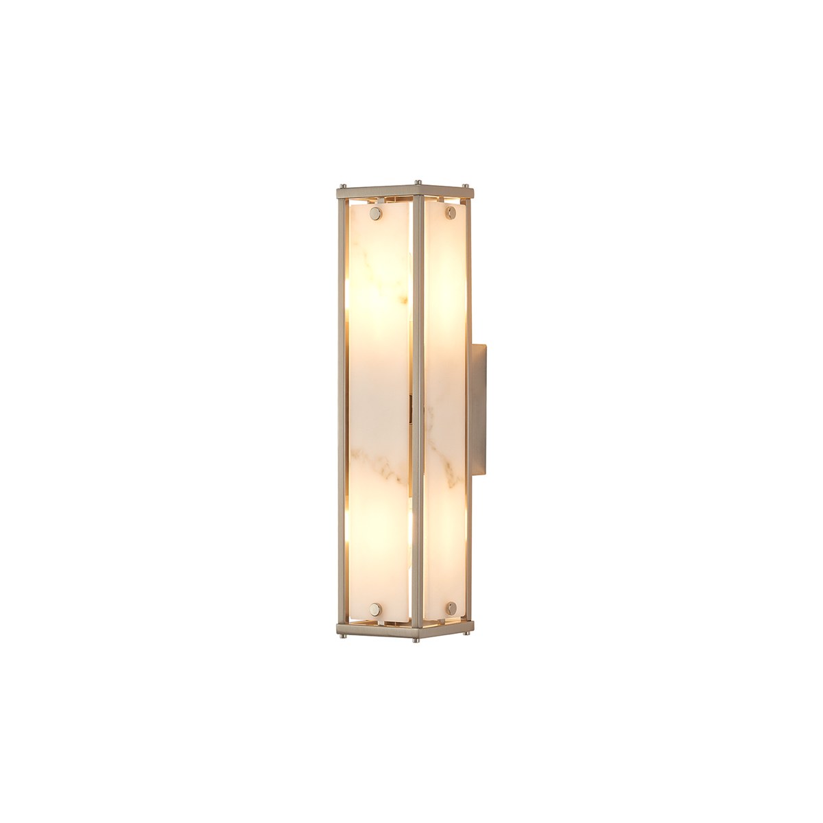 Regent Ramatuelle 2 Light 400mm Rectangular Wall Light - Satin Nickel / Grey Faux Alabaster