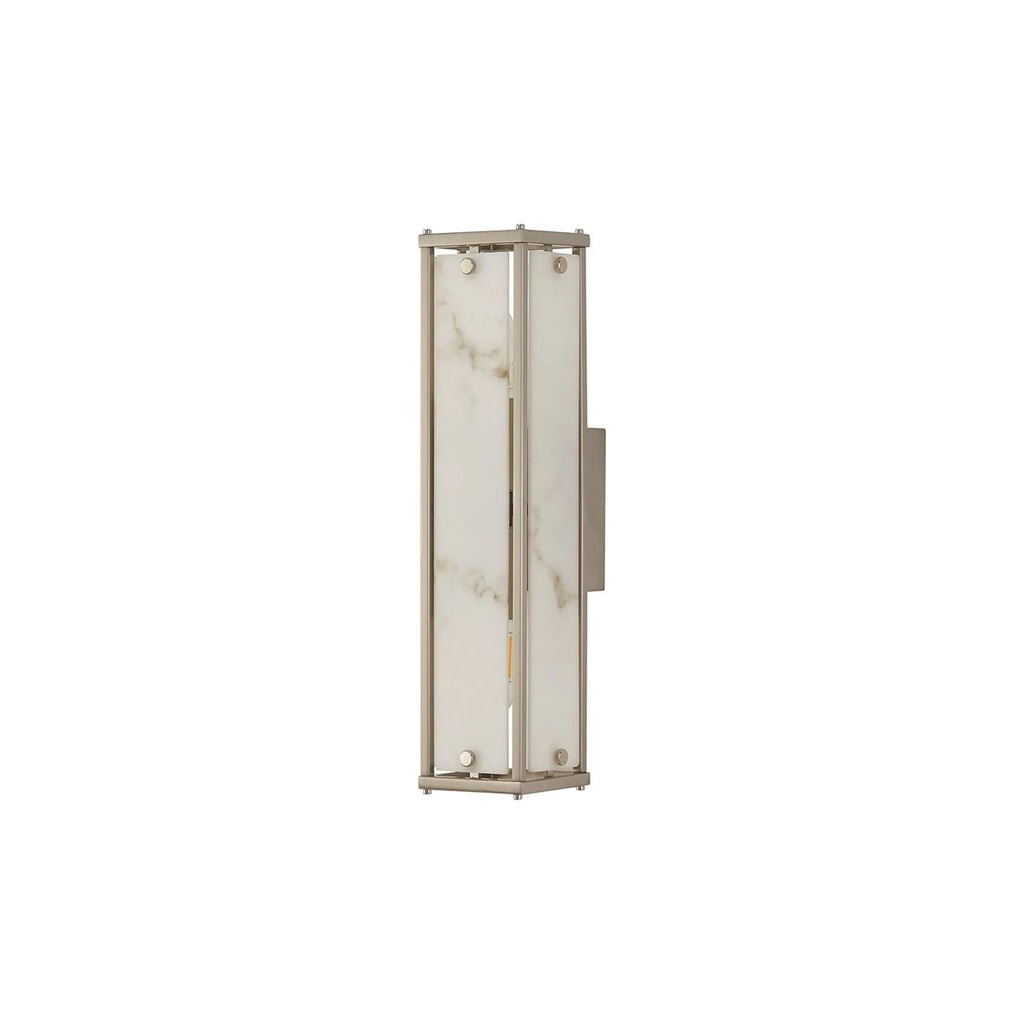 Regent Ramatuelle 2 Light 400mm Rectangular Wall Light - Satin Nickel / Grey Faux Alabaster