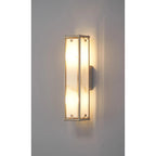 Regent Ramatuelle 2 Light 400mm Rectangular Wall Light - Satin Nickel / Grey Faux Alabaster