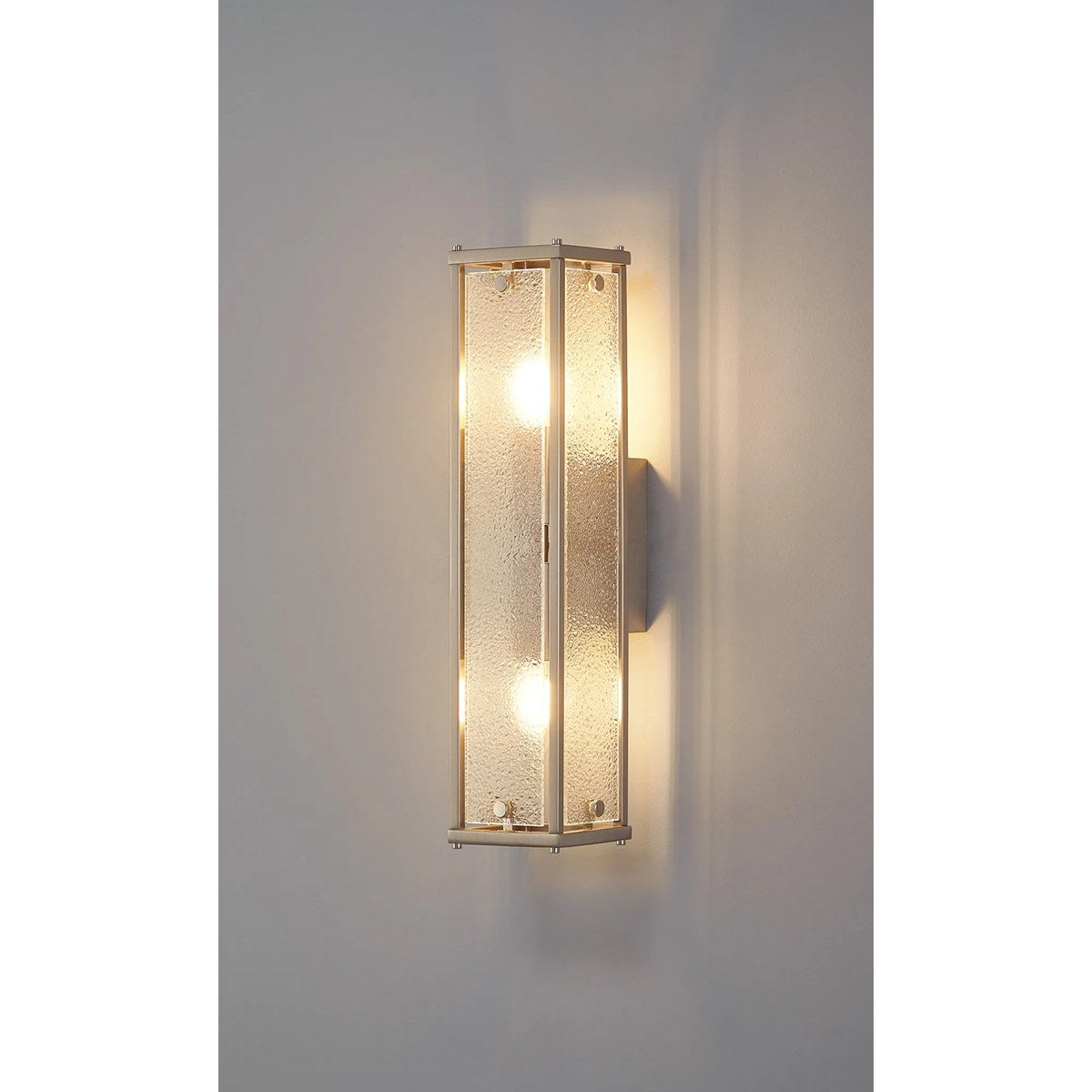 Regent Ramatuelle 2 Light 400mm Rectangular Wall Light - Satin Nickel / Clear Diamond Pattern