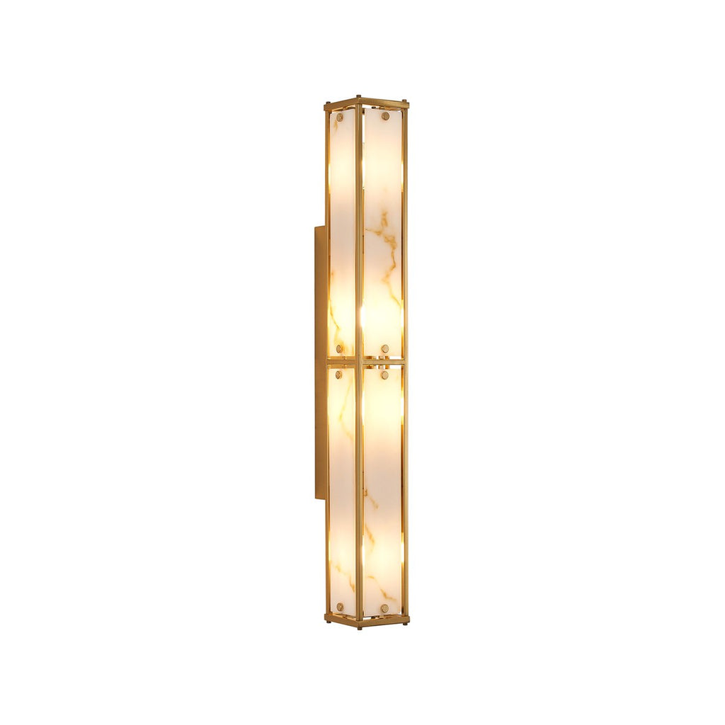 Regent Ramatuelle 4 Light 750mm Rectangular Wall Light - Brass / Brown Faux Alabaster
