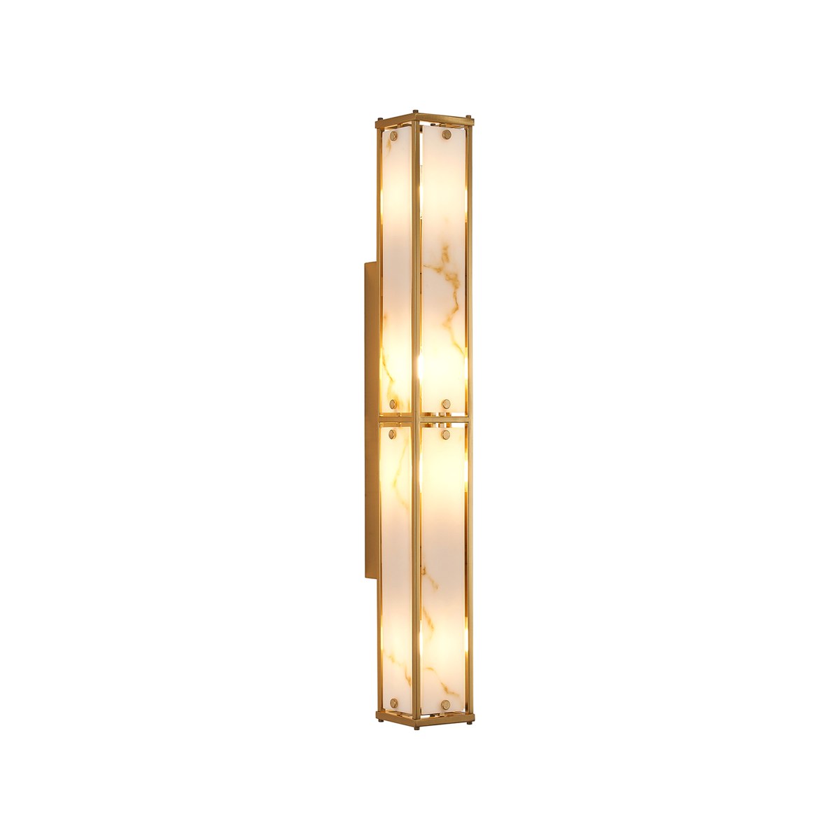 Regent Ramatuelle 4 Light 750mm Rectangular Wall Light - Brass / Brown Faux Alabaster