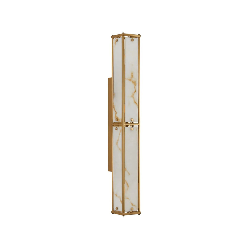 Regent Ramatuelle 4 Light 750mm Rectangular Wall Light - Brass / Brown Faux Alabaster