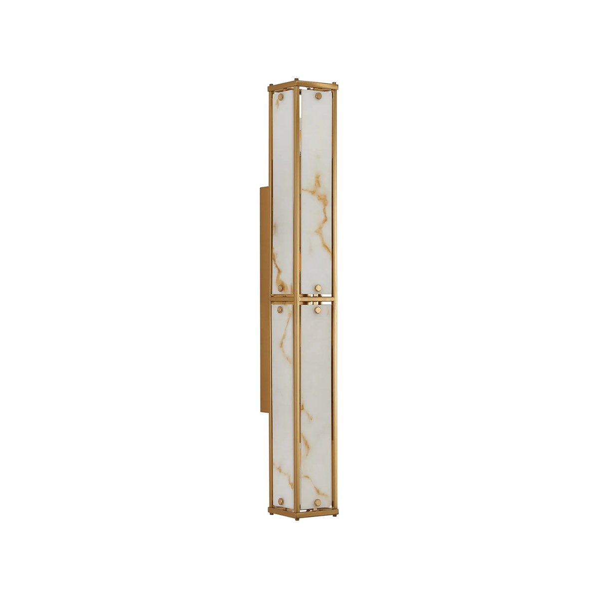 Regent Ramatuelle 4 Light 750mm Rectangular Wall Light - Brass / Brown Faux Alabaster