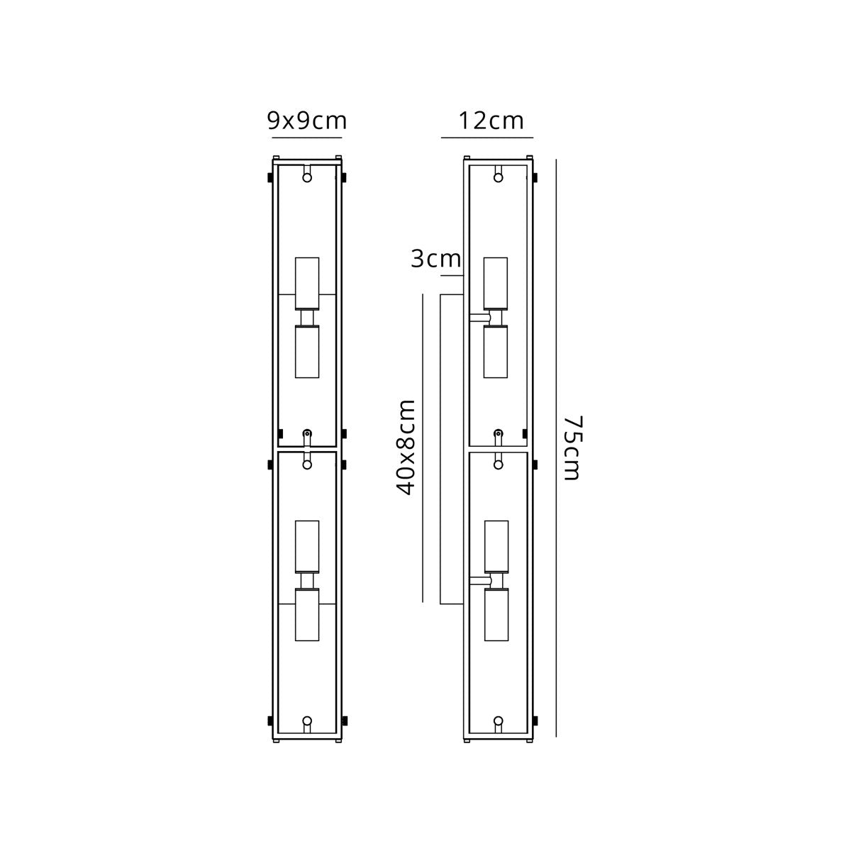 Regent Ramatuelle 4 Light 750mm Rectangular Wall Light - dimensions