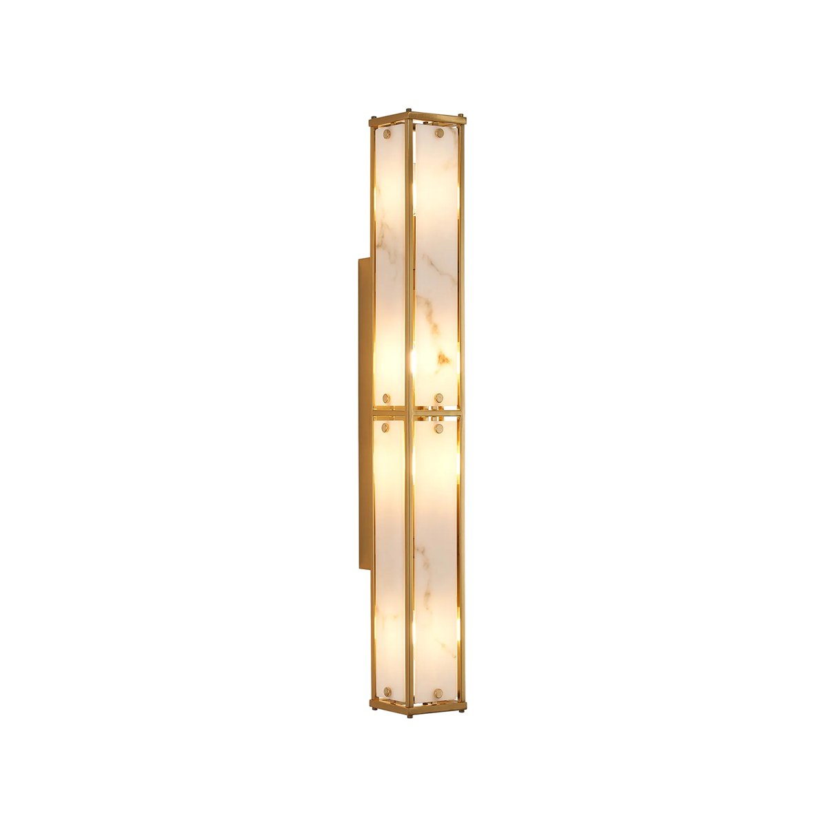 Regent Ramatuelle 4 Light 750mm Rectangular Wall Light - Brass / Grey Faux Alabaster