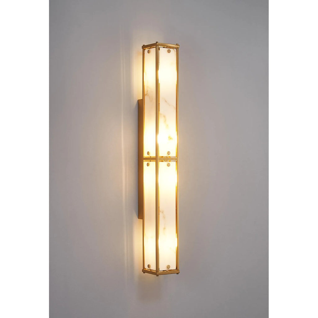 Regent Ramatuelle 4 Light 750mm Rectangular Wall Light - Brass / Grey Faux Alabaster