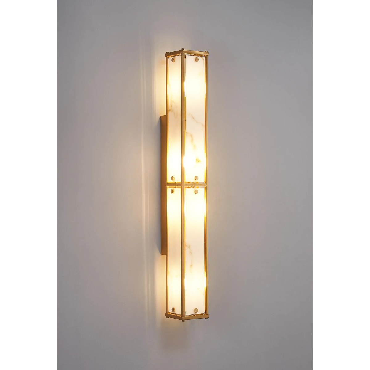 Regent Ramatuelle 4 Light 750mm Rectangular Wall Light - Brass / Grey Faux Alabaster
