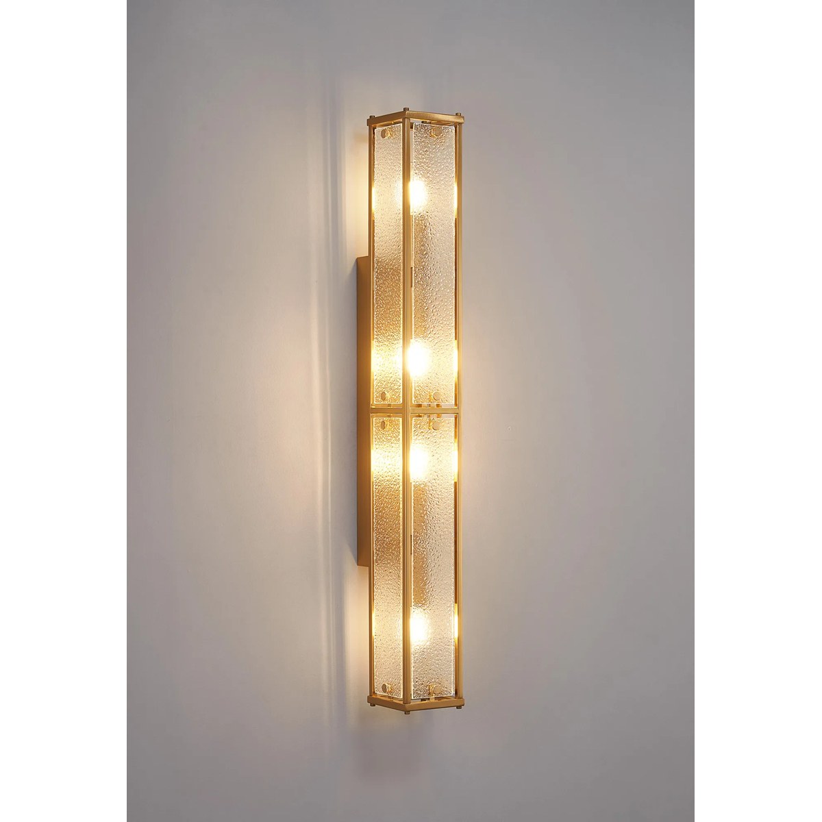 Regent Ramatuelle 4 Light 750mm Rectangular Wall Light - Brass / Clear Diamond Pattern