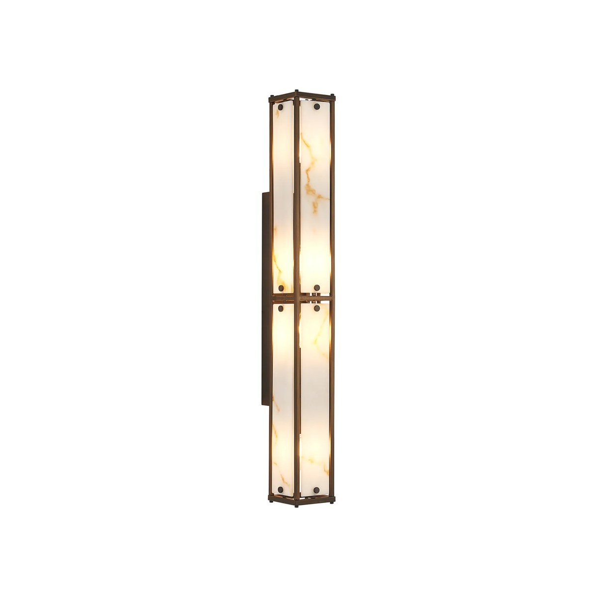 Regent Ramatuelle 4 Light 750mm Rectangular Wall Light - Painted Bronze / Brown Faux Alabaster