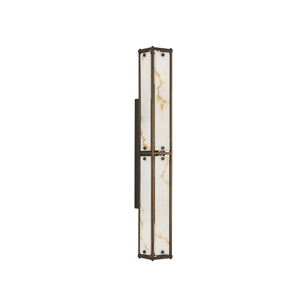 Regent Ramatuelle 4 Light 750mm Rectangular Wall Light - Painted Bronze / Brown Faux Alabaster