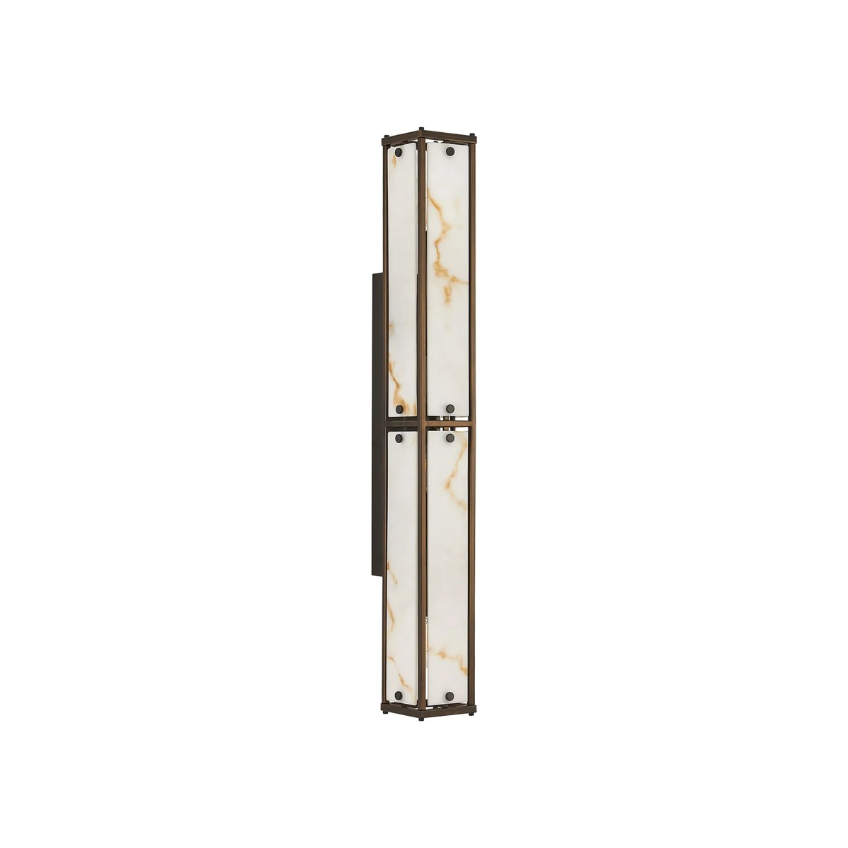 Regent Ramatuelle 4 Light 750mm Rectangular Wall Light - Painted Bronze / Brown Faux Alabaster