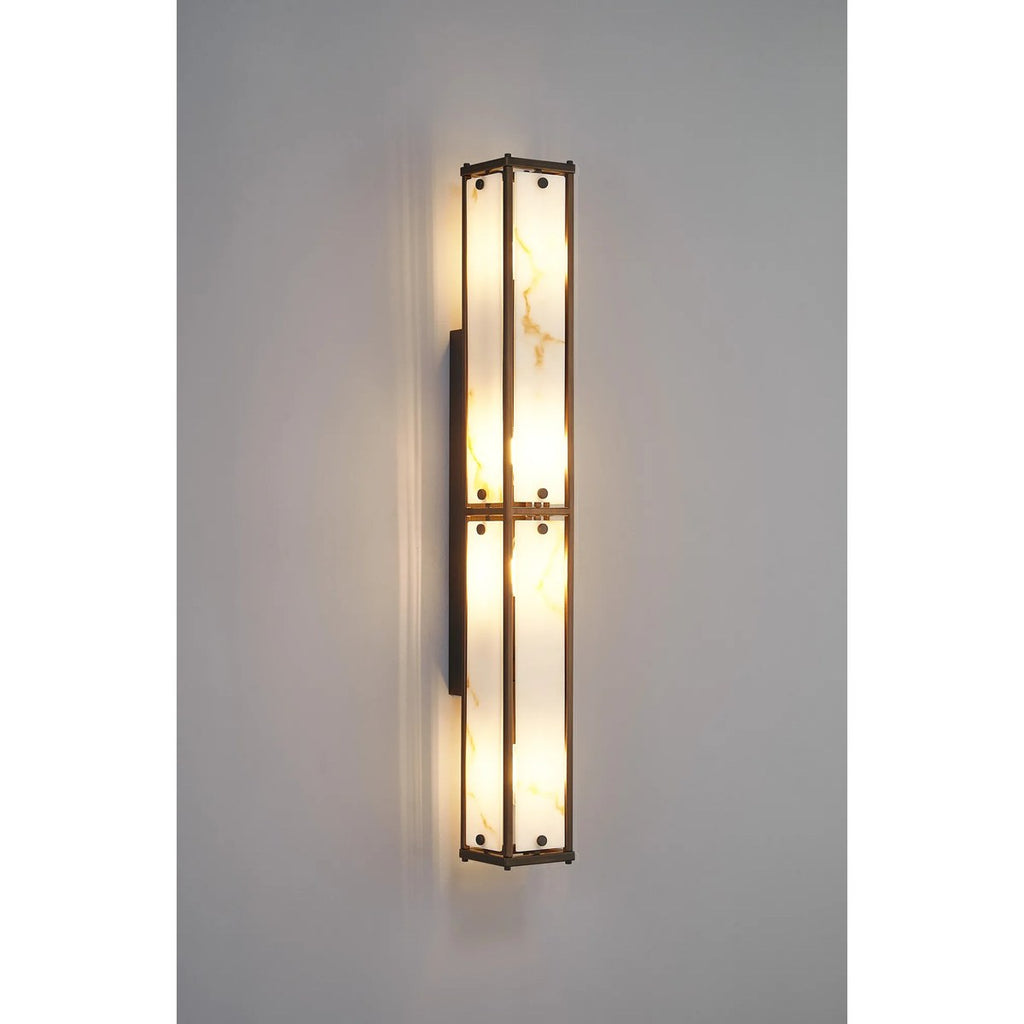 Regent Ramatuelle 4 Light 750mm Rectangular Wall Light - Painted Bronze / Brown Faux Alabaster