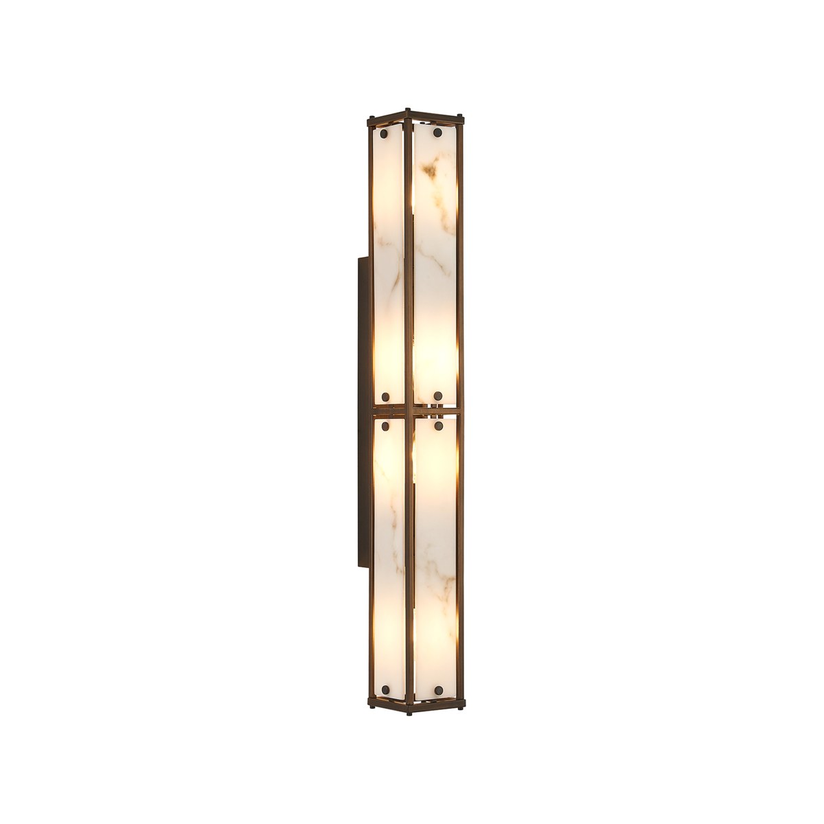 Regent Ramatuelle 4 Light 750mm Rectangular Wall Light - Painted Bronze / Grey Faux Alabaster