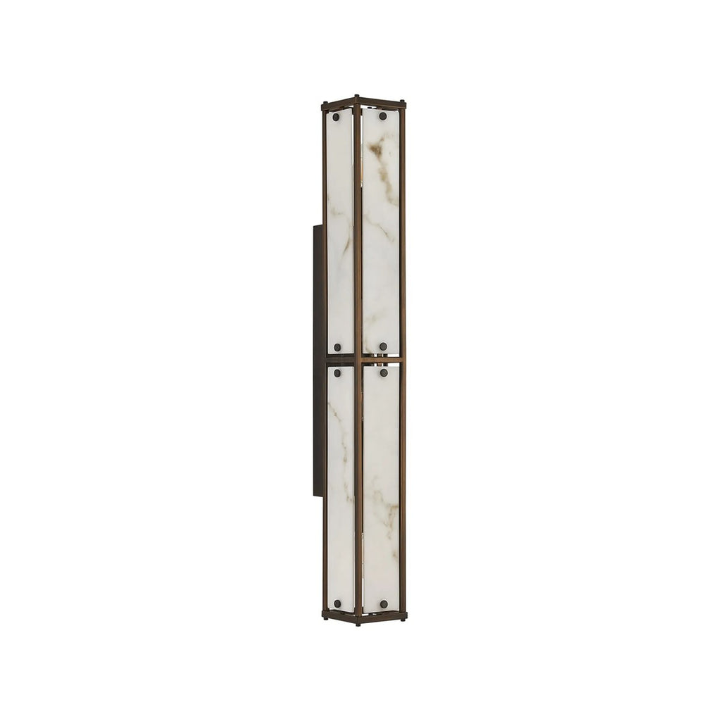 Regent Ramatuelle 4 Light 750mm Rectangular Wall Light - Painted Bronze / Grey Faux Alabaster