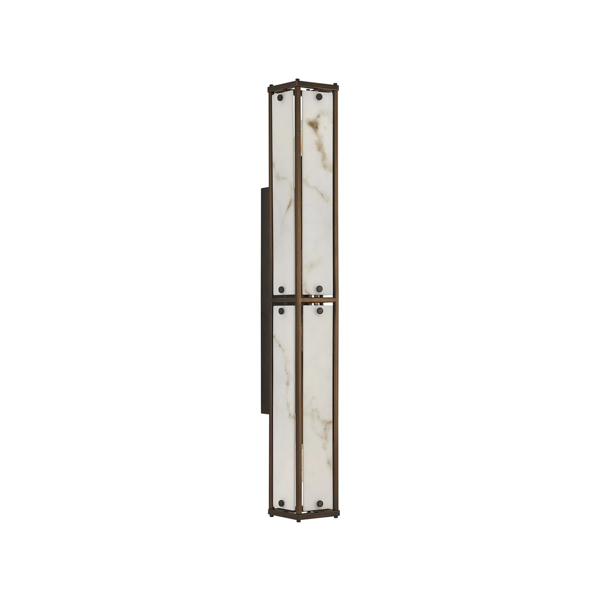 Regent Ramatuelle 4 Light 750mm Rectangular Wall Light - Painted Bronze / Grey Faux Alabaster