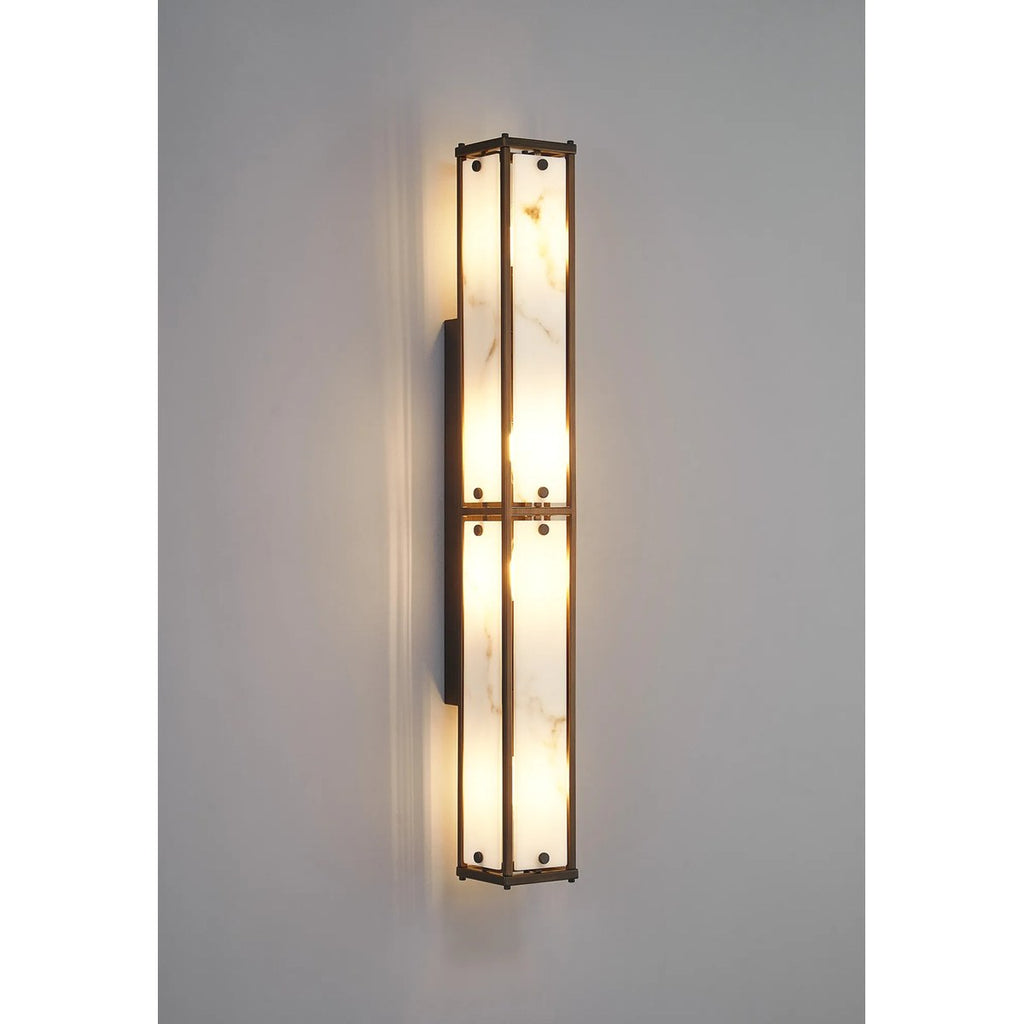 Regent Ramatuelle 4 Light 750mm Rectangular Wall Light - Painted Bronze / Grey Faux Alabaster