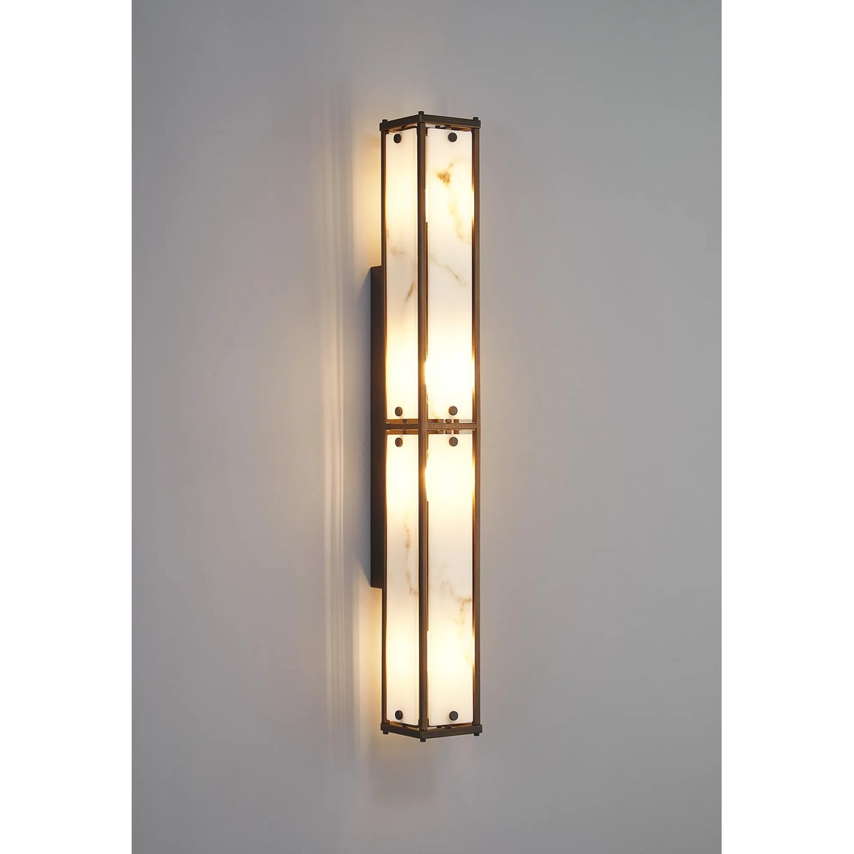 Regent Ramatuelle 4 Light 750mm Rectangular Wall Light - Painted Bronze / Grey Faux Alabaster