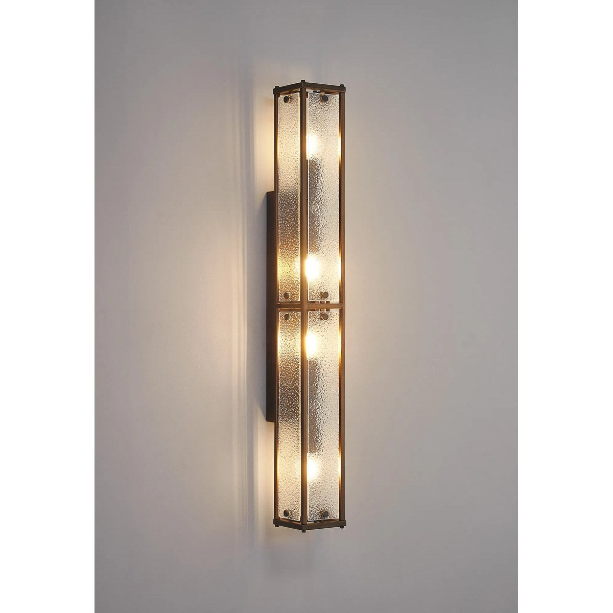Regent Ramatuelle 4 Light 750mm Rectangular Wall Light - Painted Bronze / Clear Diamond Pattern