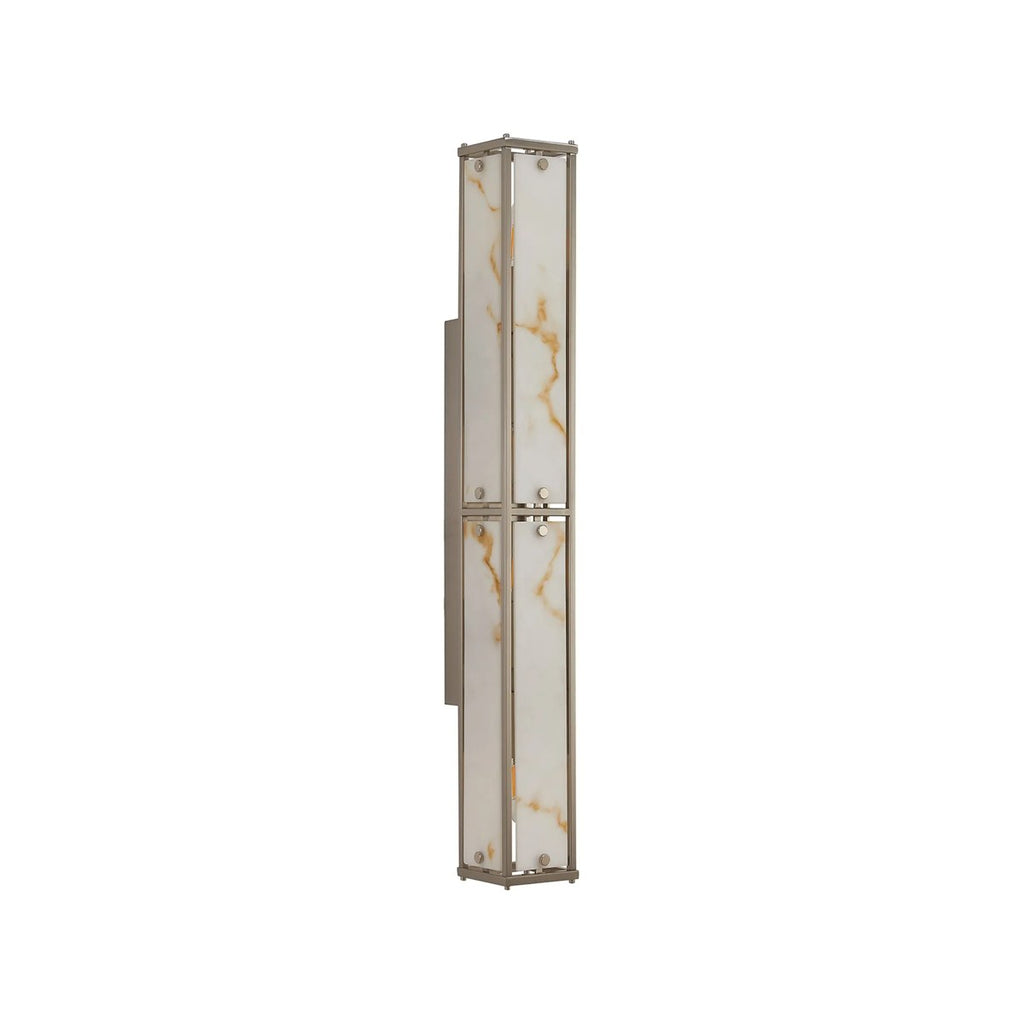 Regent Ramatuelle 4 Light 750mm Rectangular Wall Light - Satin Nickel / Brown Faux Alabaster