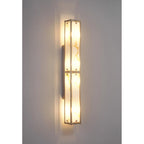 Regent Ramatuelle 4 Light 750mm Rectangular Wall Light - Satin Nickel / Brown Faux Alabaster