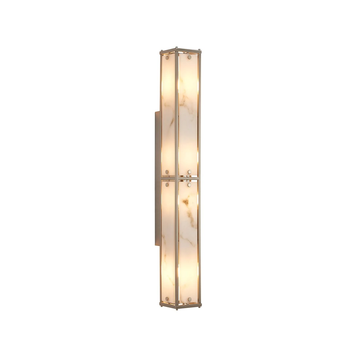Regent Ramatuelle 4 Light 750mm Rectangular Wall Light - Satin Nickel / Grey Faux Alabaster