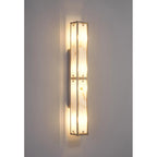 Regent Ramatuelle 4 Light 750mm Rectangular Wall Light - Satin Nickel / Grey Faux Alabaster