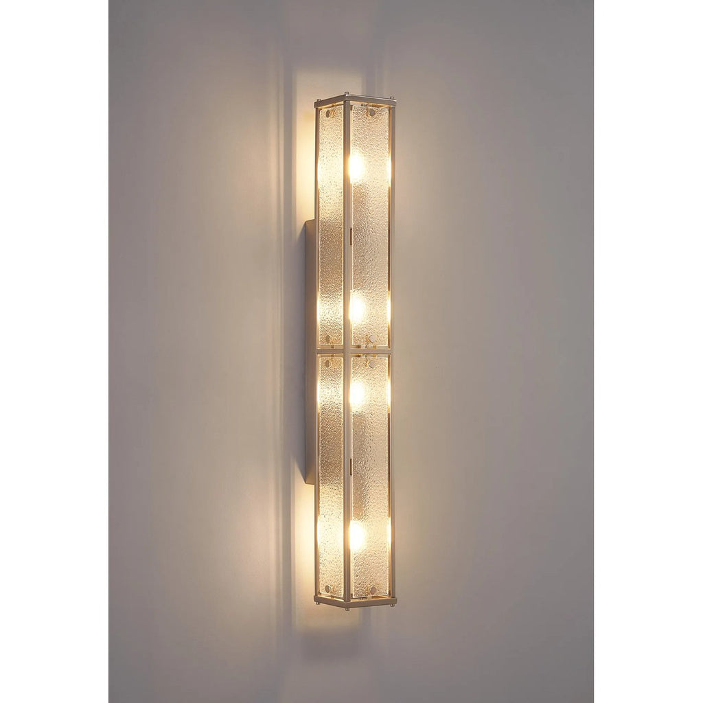 Regent Ramatuelle 4 Light 750mm Rectangular Wall Light - Satin Nickel / Clear Diamond Pattern