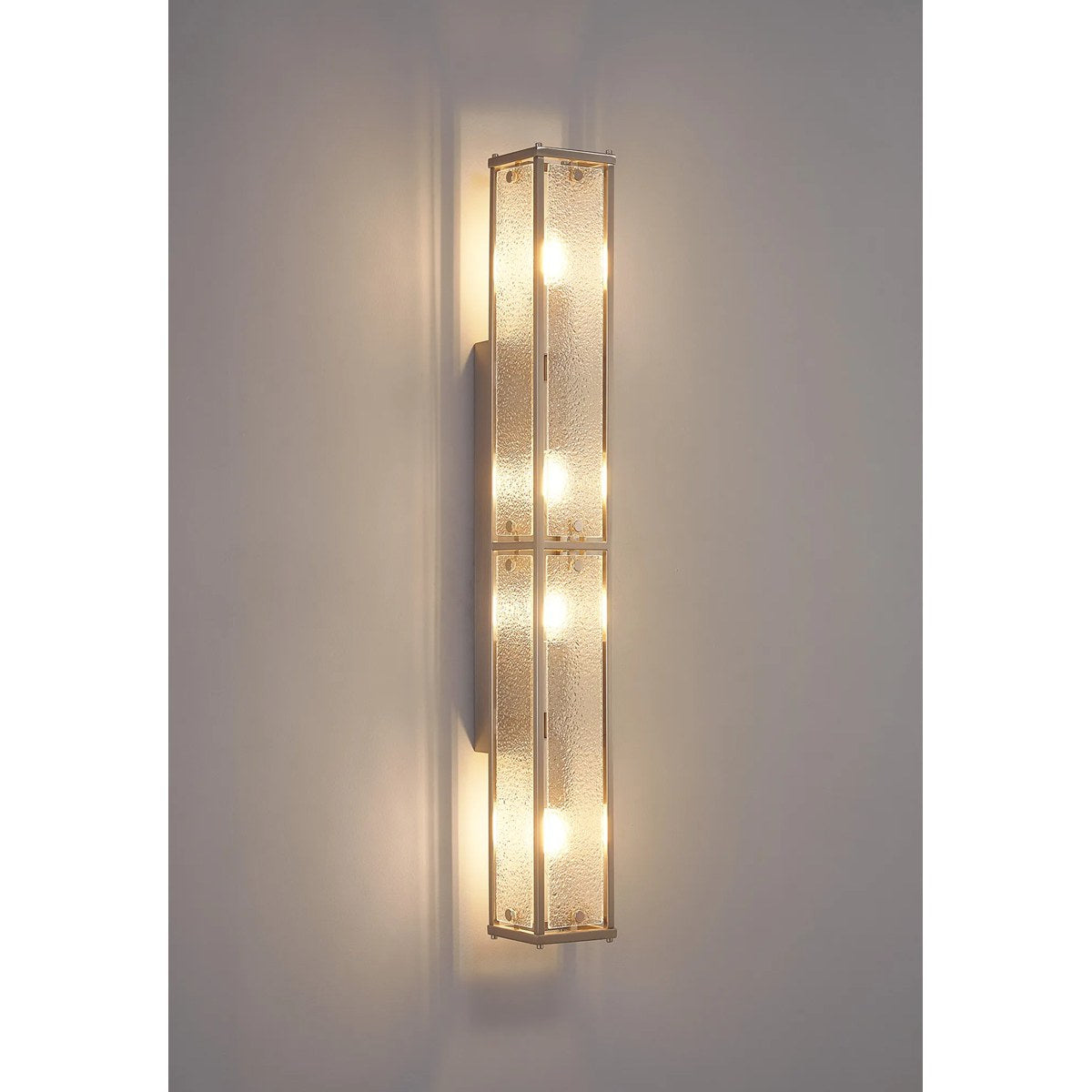Regent Ramatuelle 4 Light 750mm Rectangular Wall Light - Satin Nickel / Clear Diamond Pattern