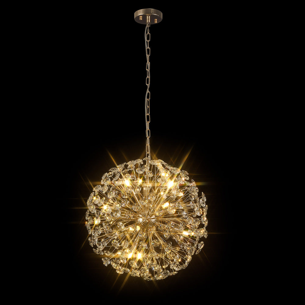 Regent Seyne 12 Light 50cm Sphere Pendant Light in French Gold with Crystal