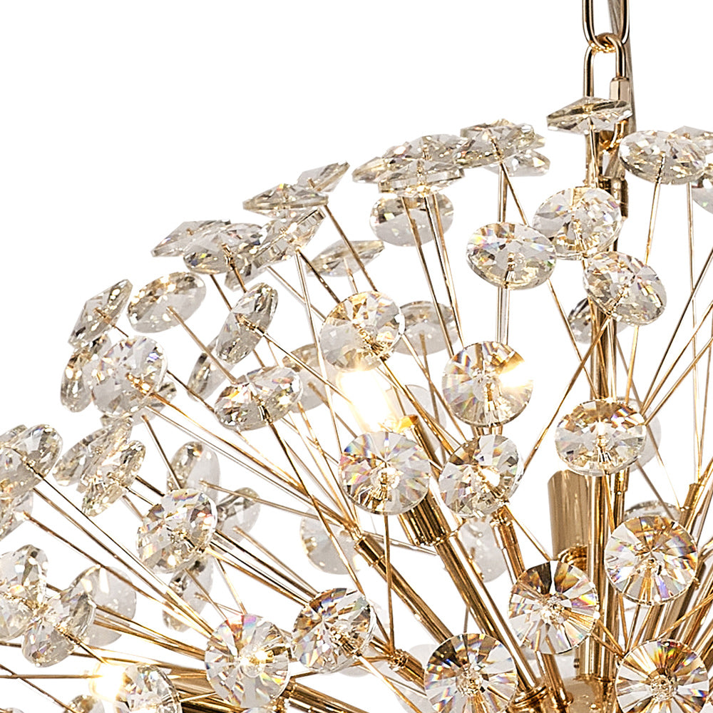 Regent Seyne 12 Light 50cm Sphere Pendant Light in French Gold with Crystal