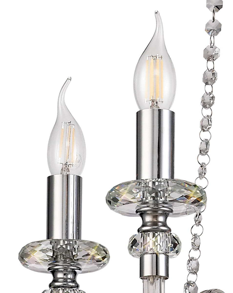 Regent Bastia 4 Light Chandelier in Polished Chrome with Clear Glass Crystal