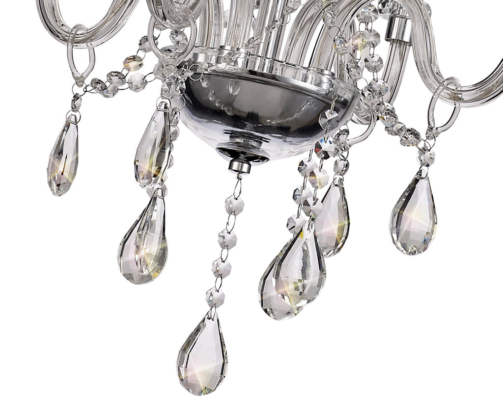 Regent Bastia 4 Light Chandelier in Polished Chrome with Clear Glass Crystal