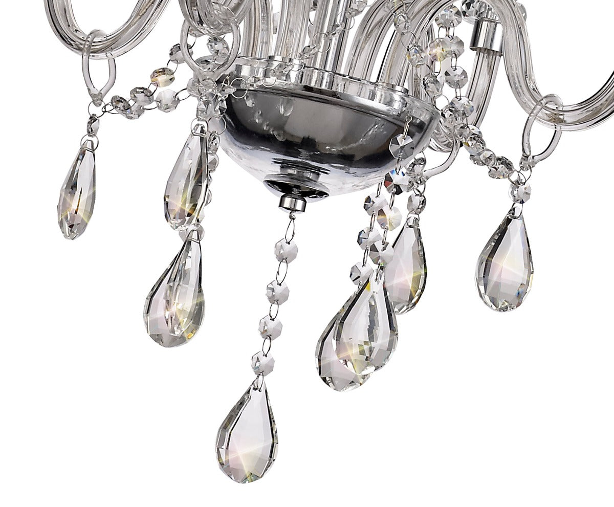Regent Bastia 4 Light Chandelier in Polished Chrome with Clear Glass Crystal