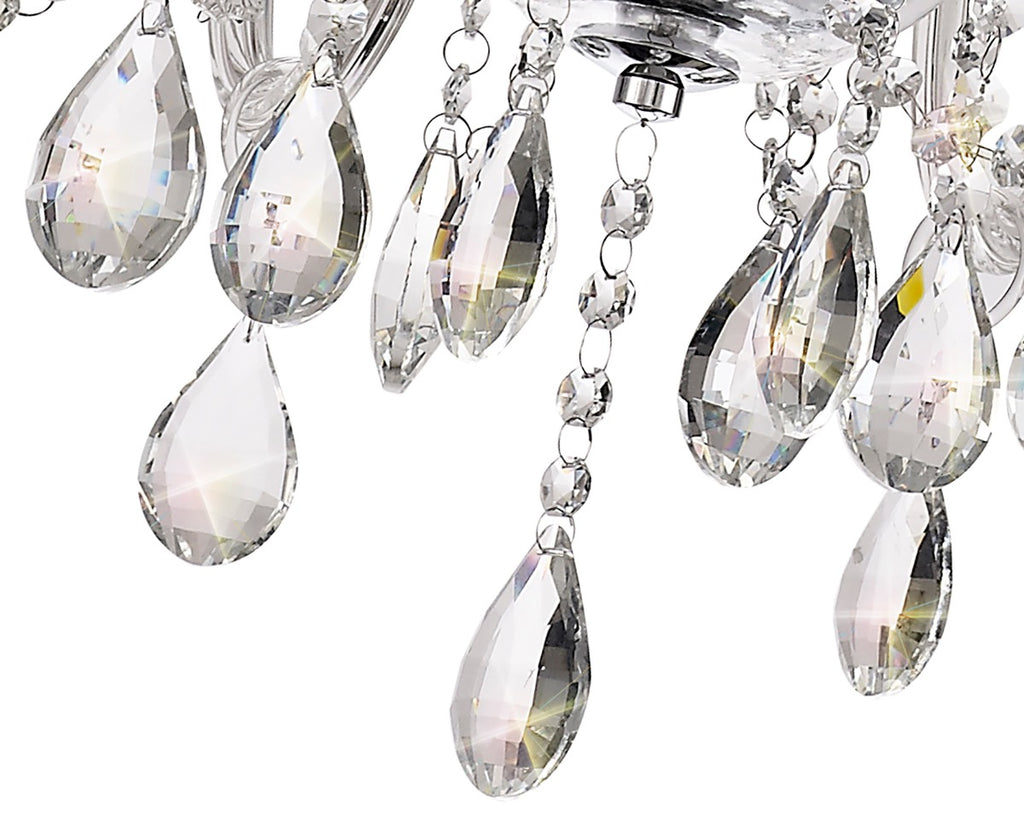 Regent Bastia 6 Light Chandelier in Polished Chrome with Clear Glass Crystal