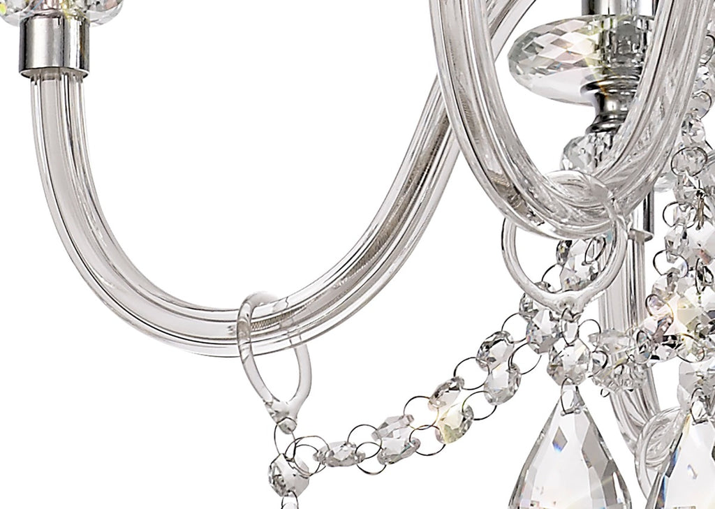 Regent Bastia 6 Light Chandelier in Polished Chrome with Clear Glass Crystal