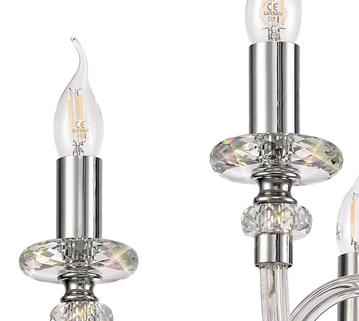 Regent Bastia 6 Light Chandelier in Polished Chrome with Clear Glass Crystal
